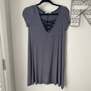 HeartHips Striped Strap Detail Dress Black/White S